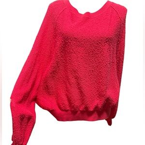 Free People pink textured oversized crew neck sweater